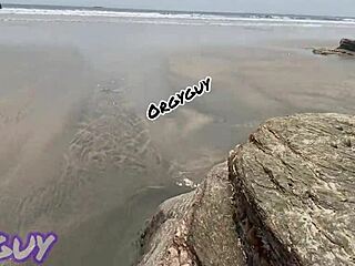 Ebony Wife Flashes Tight Pussy at Beach House