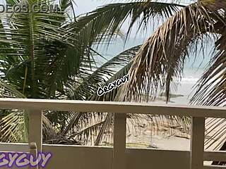Ebony Wife Flashes Tight Pussy at Beach House