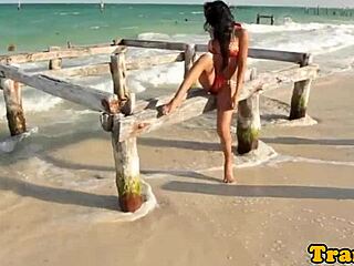 Bikini Latina Tranny Gets Facial After Assfucking