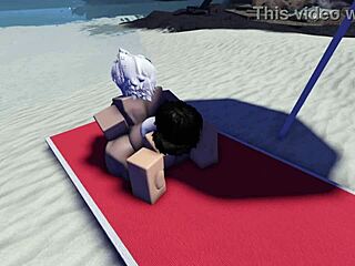 Roblox Slut Caught and Banged Doggy-Style on Public Beach
