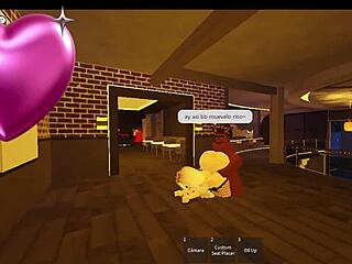 Snowbunny meets a big black man in Roblox for a rough, intense, and exciting virtual encounter with a monster sized avatar