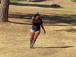 Sexy Cowgirl Rides Hard in Wild Homemade Doggy Action.