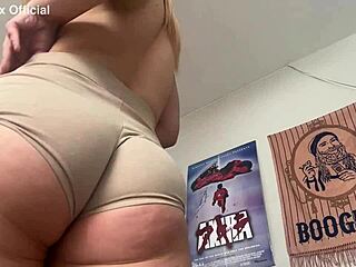 How does thick blonde tease with her fat ass?