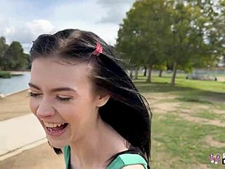 skinny teen bella nova shows her tight pussy grip in public