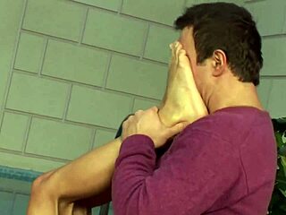 Awesome blonde babe in bikini enjoys doggy style with foot play