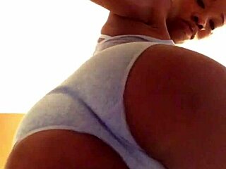 Big pussy spreads in little panties, teasing close up.