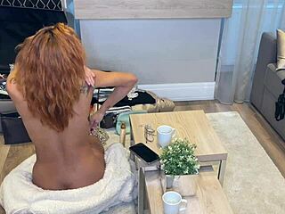 Backstage Threesome with Petite Latina and Tall Brunette Teen. Livestream Doggystyle and Rimjob Action!