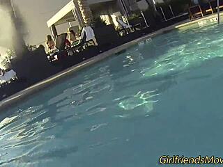 Busty teen POV fingering her brunette babe hard