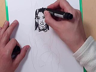 drawn hot sexy girl in latex quick sketch