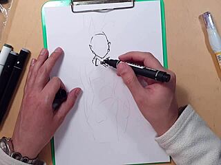 drawn hot sexy girl in latex quick sketch