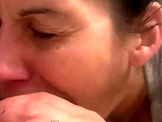 betty is deepthroating, showing off her boobs and tits in this intense scene