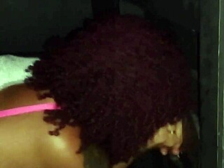 Brazilian milf slut in gloryhole booth