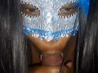 masked ebony sucked my cock and swallowed cum