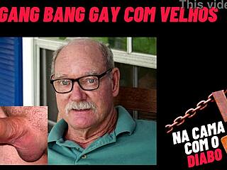 wild gay gang bang with older men in bed