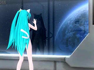 Hatsune Miku in full nude cat costume mod