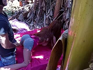 Brunette amateur uses sex toy on pussy in public outdoors