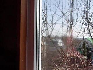 City guy bangs beautiful brunette farmer with big natural ass in bedroom.