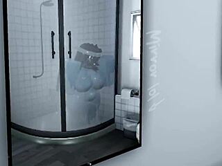 فتاة زرقاء تختبر نيكا شديدا وإطلاق سائل