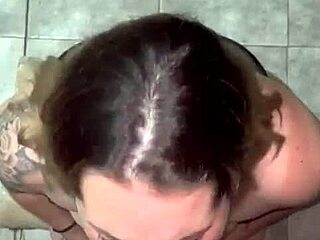 Sloppy blowjob leaves cum in nose for friend