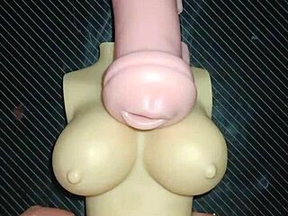 in a trio, kissy and dolly engage in blowjob and anal sex from mouth to ass, ending with cum on tits, featuring amateurs and real doll close-ups