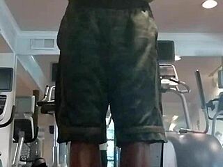 Teacher gets naughty in gym with solo workout fun.