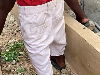 he gave the milf housewife a hot short fuck outdoors, bending her over.