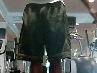 Teacher gets naughty in gym with solo workout fun.