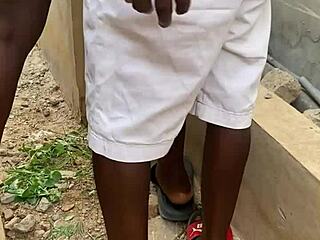 he gave the milf housewife a hot short fuck outdoors, bending her over.