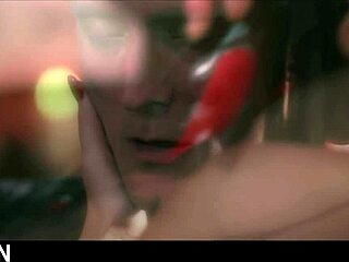 Beautiful milf in stockings blows cock, cum on big natural tits, sensual kissing and sex