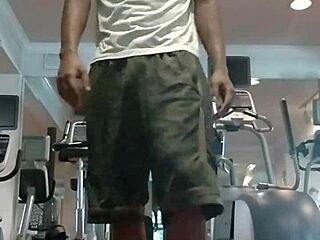 Teacher gets naughty in gym with solo workout fun.