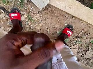 he gave the milf housewife a hot short fuck outdoors, bending her over.