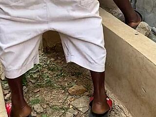 he gave the milf housewife a hot short fuck outdoors, bending her over.