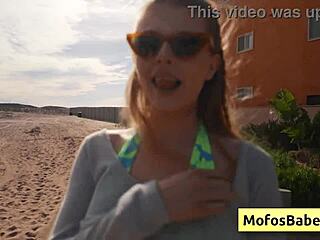 Naughty natural busty blonde teen 18+ sahara skye suck her friends dick charles dera and reveal her boobs at the beach