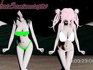 Anime adventure with favorite mistress and her friend in a dance and fun scenario.