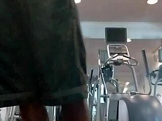 Teacher gets naughty in gym with solo workout fun.