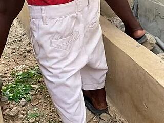 he gave the milf housewife a hot short fuck outdoors, bending her over.