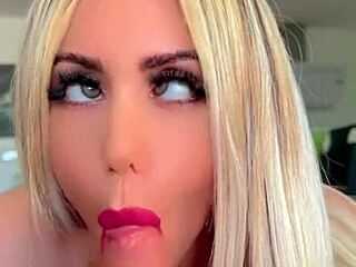 watch this blonde swallow my huge cock in compilation