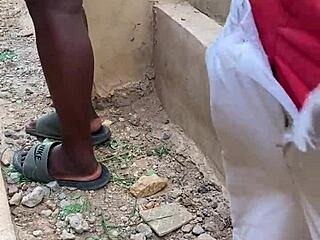 he gave the milf housewife a hot short fuck outdoors, bending her over.