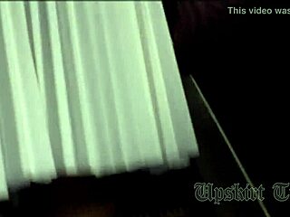 Blonde flashes upskirt under skirt in hidden cam