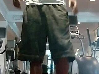 Teacher gets naughty in gym with solo workout fun.