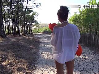 Hey, check out lovely 18-year-old Tania bare at the beach