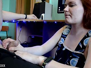 Hubby gets relief with wife's mouth after long day