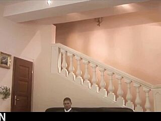 Imagine this sensual brunette MILF in white lingerie getting romantic anal and blowjob?