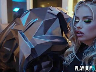 Big ass blonde pornstar Anna Claire Clouds undresses up close with Playboy, showing her shaved pussy