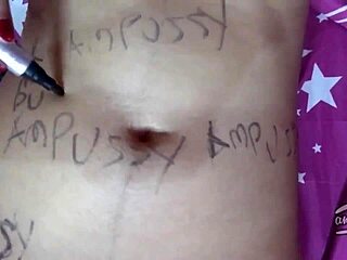 Ever Seen Asian Teen Write Ampussy on Naked Skin?