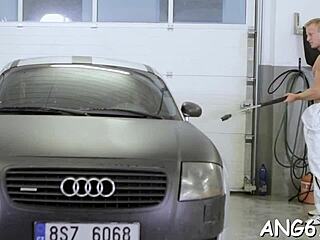 Hungry Dude Hammers Beauty's Pussy From Behind