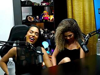 Daniely and patricia kiss during podcast, leaving ruan speechless.