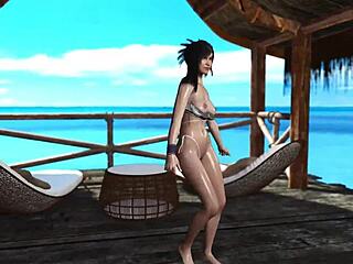 Skinny Wet Tifa Lockhart Dances Casually on the Beach