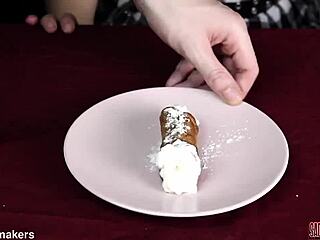 i made a new humiliation video chewing spitting and cuming on her cannolo