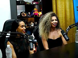 Daniely and patricia kiss during podcast, leaving ruan speechless.